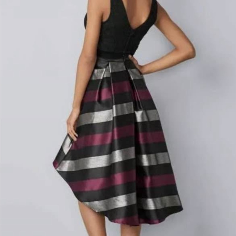 VENUS Black and Purple High Low Cocktail Dress - Picture 3 of 6